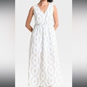 a new day White Maxi Dress with Green Vine Print